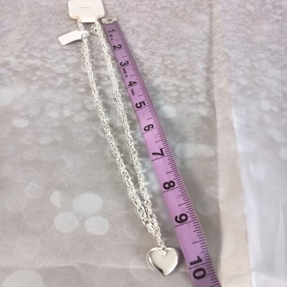 .925 Sterling Silver Heart Pendant Necklace 18" Extender Gift New - Picture 3 of 5